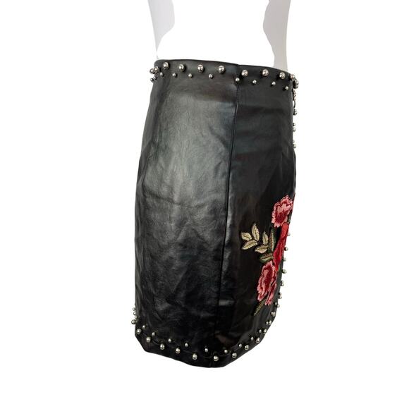 Promesa Studded Embroidered Faux Leather Skirt - Picture 5 of 10